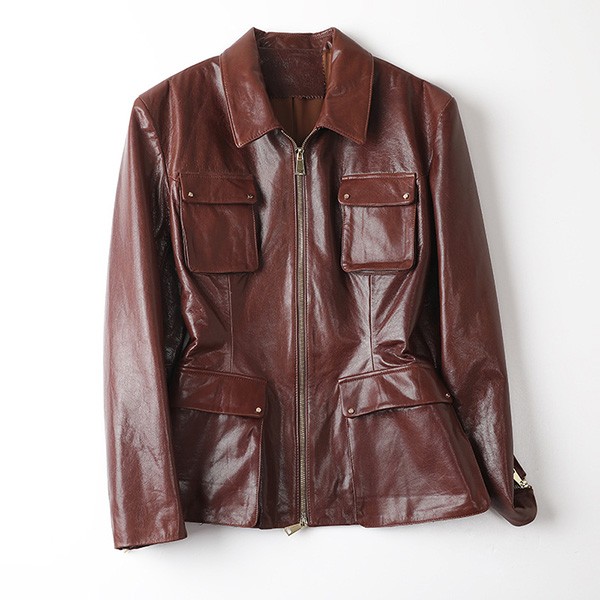 Women's Waxed Sheepskin Leather Jacket